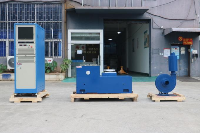 Electrodynamic vibration testing device — front view with control cabinet